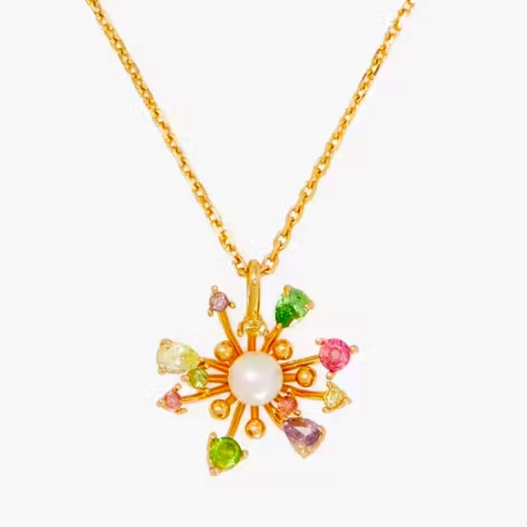 New Kate Spade Gold-Tone Multicolor Flower  Pendant - Picture 4 of 9